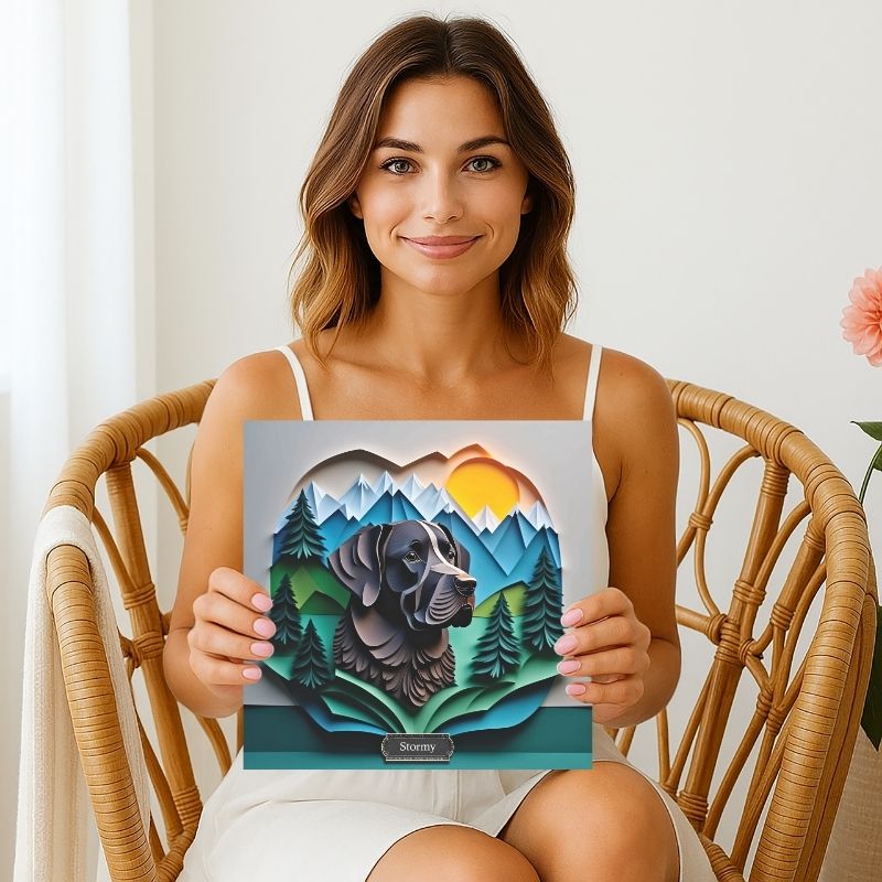 Black Labrador Retriever Mountain Landscape Wall Art - Personalized Labrador Memorial