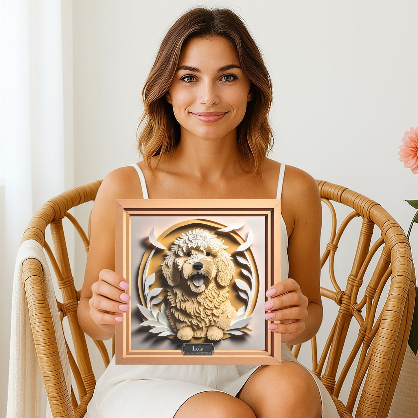 Golden Doodle or Labradoodle Name Personalized Portrait - 3D Illusion Craft Imitation Design