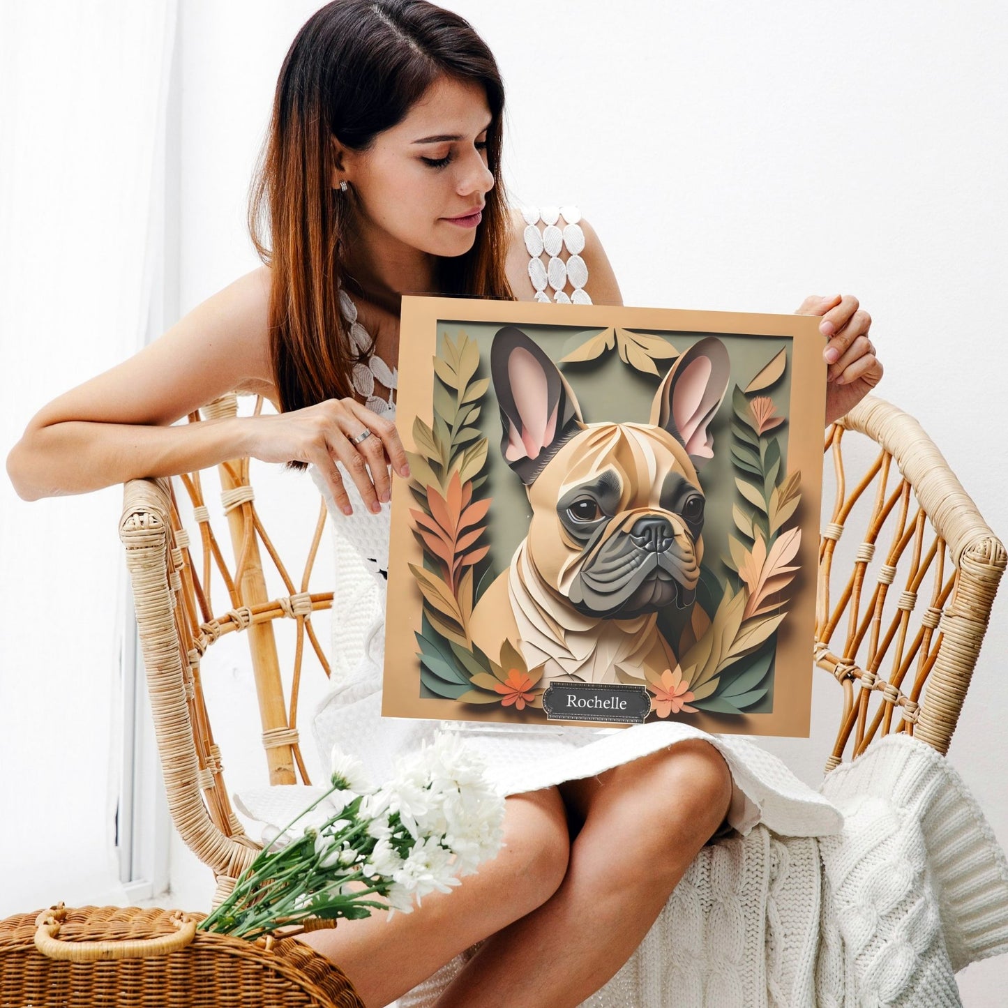 Fawn French Bulldog Canvas Print - Memorial Frenchie Portrait,
