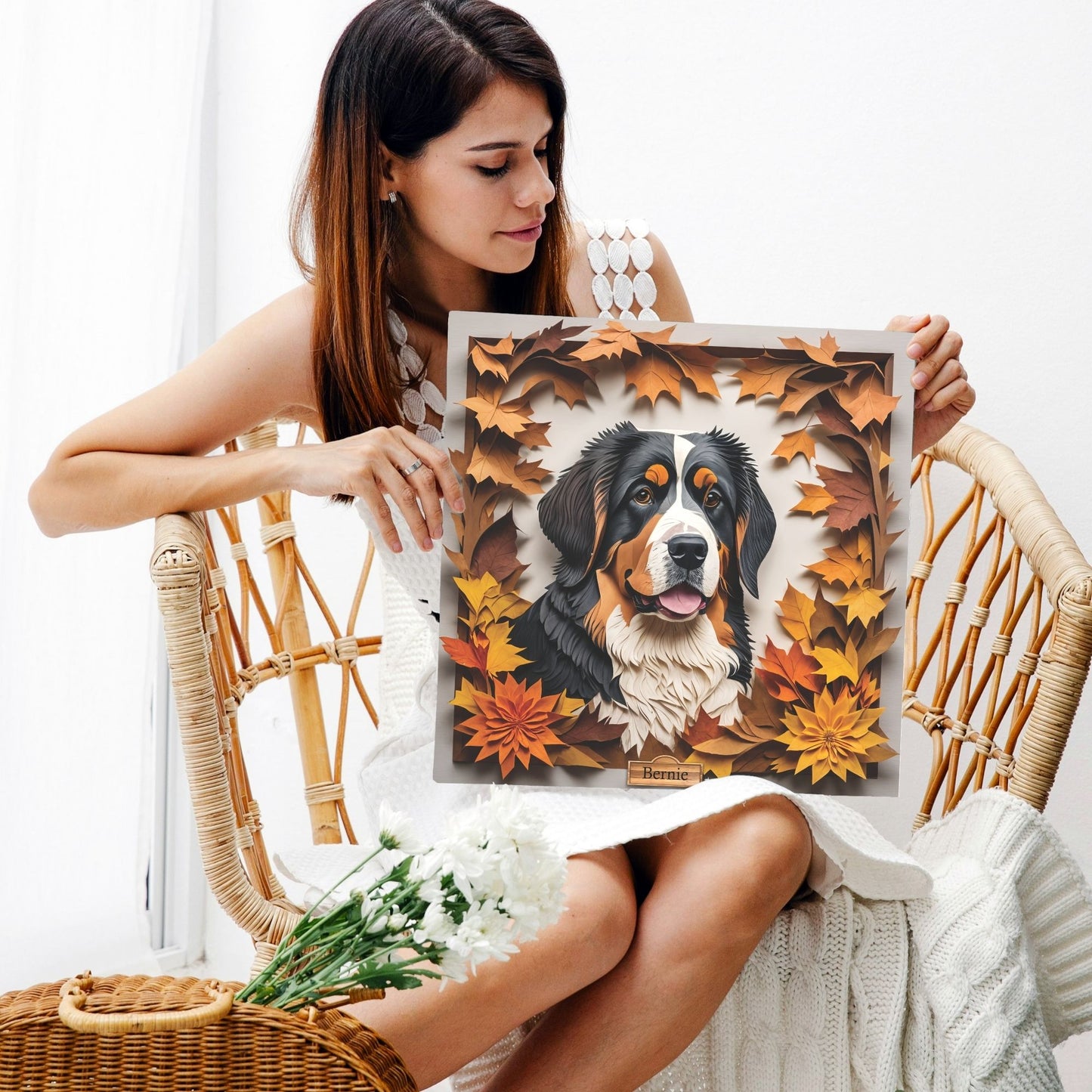 Bernese Mountain Dog Fall Portrait Print