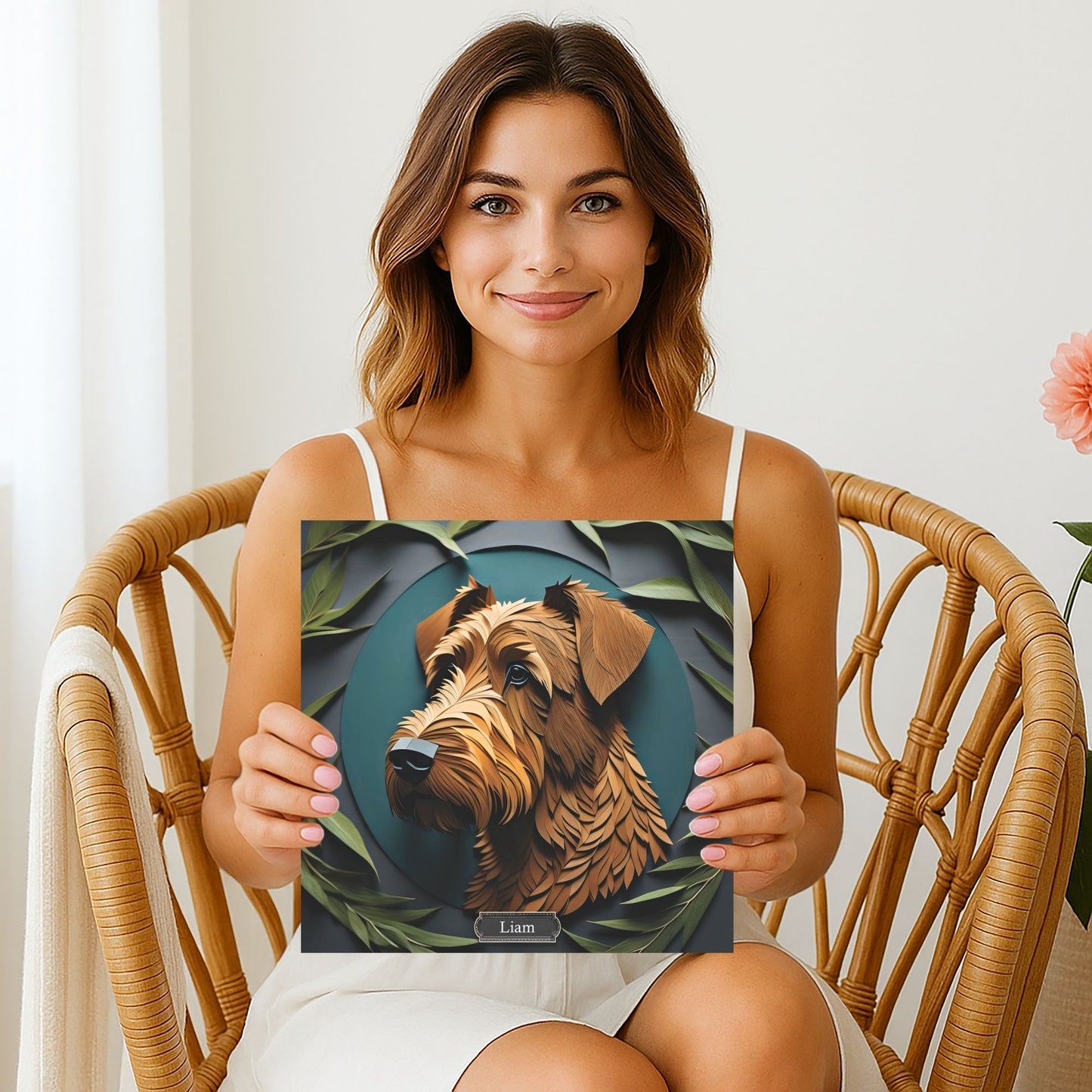Airedale Terrier 3D Illusion Portrait Forest Theme