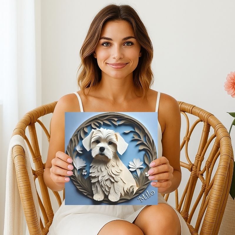 Maltese Dog Wall Art - Personalized Pet Memorial Gift