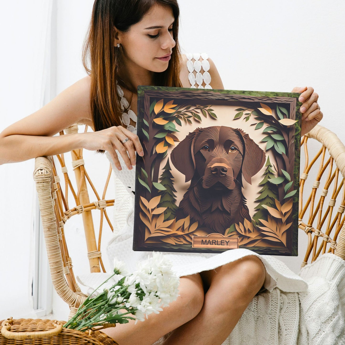 Chocolate Labrador Retriever Canvas with Name Personalization