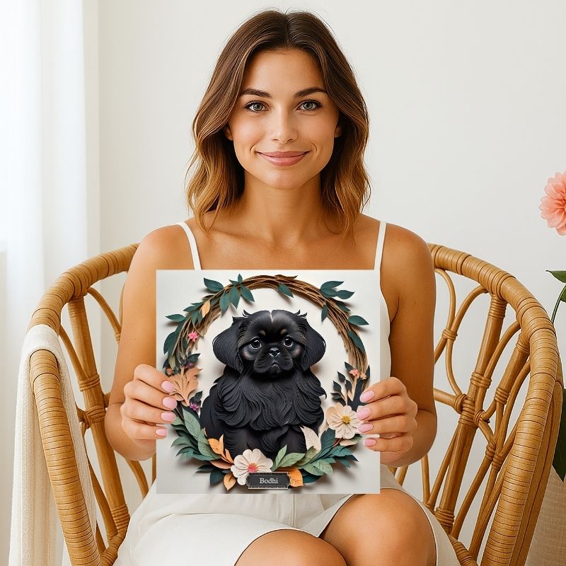 Black Pekingese Dog Wall Art - Pekingese Dog Memorial Gift or Decor