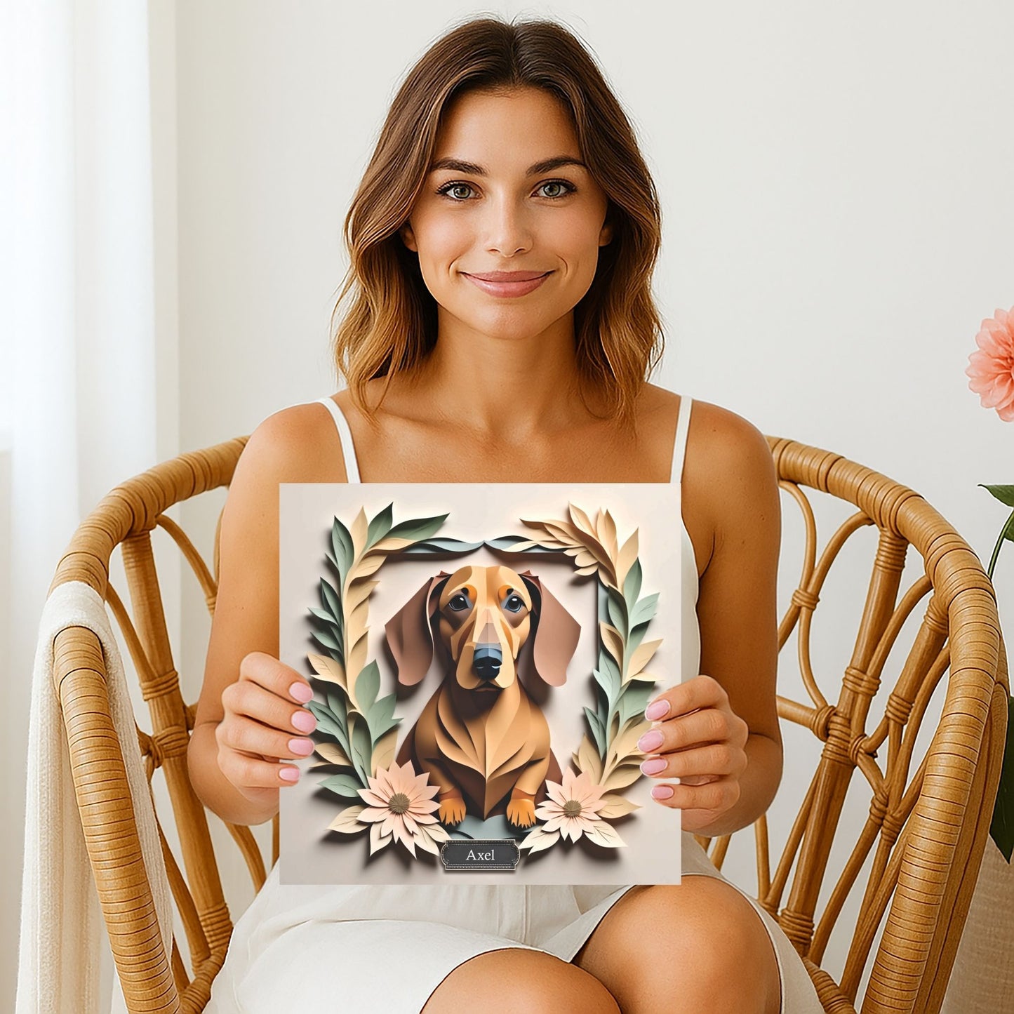 Dachshund Floral Frame Wall Art - Dachshund Mom Gift or Dog Owner Decor