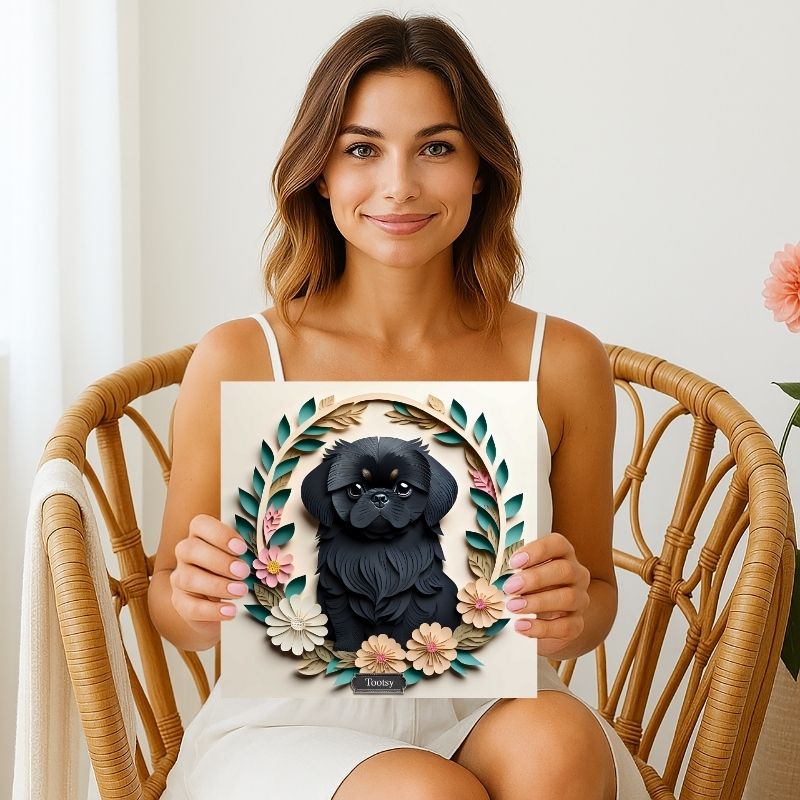 Black Pekingese Dog Wall Art - Pekingese Dog Memorial or Decor
