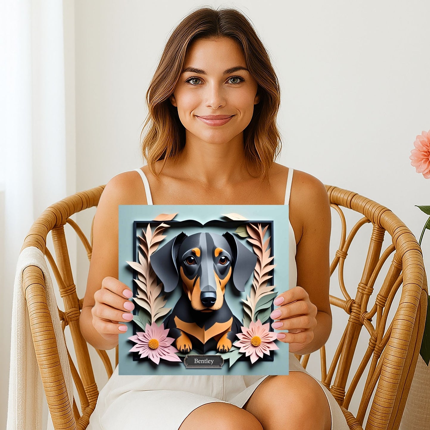 Black Dachshund Botanical Frame Wall Art - Dachshund Mom Gift or Dog Lover Decor