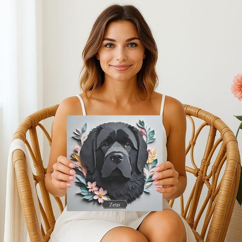 Newfoundland Dog Portrait Canvas Print - Newfie Mom or Dad Gift - Newfoundland Memorial Gift