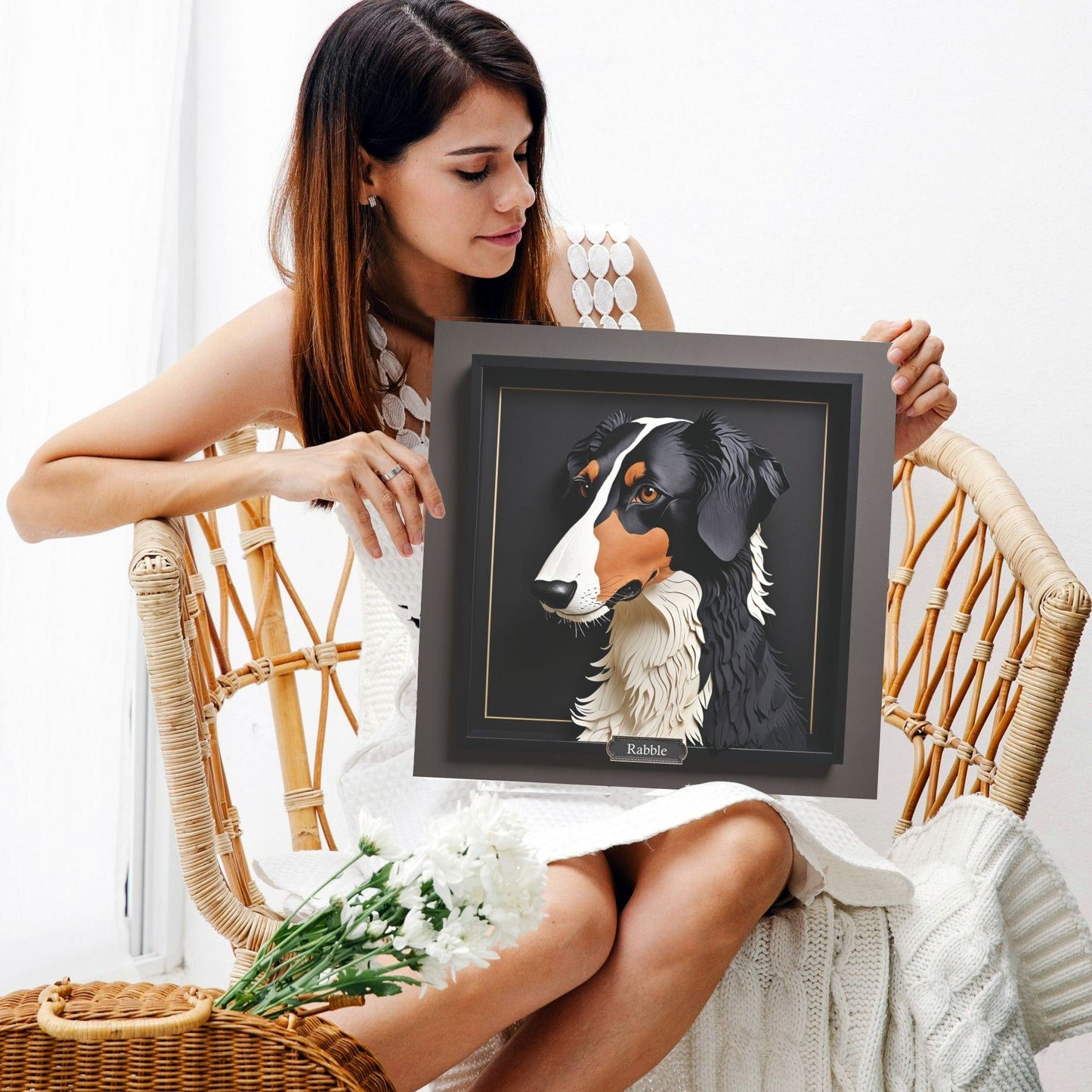 Classic Borzoi Dog Portrait - 3D Illusion Wall Art for Home Decor or Memorial Gift