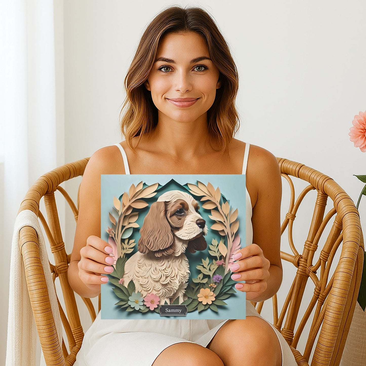 American Cocker Spaniel Portrait on Canvas - 3D Illusion Dog Lover Wall Art