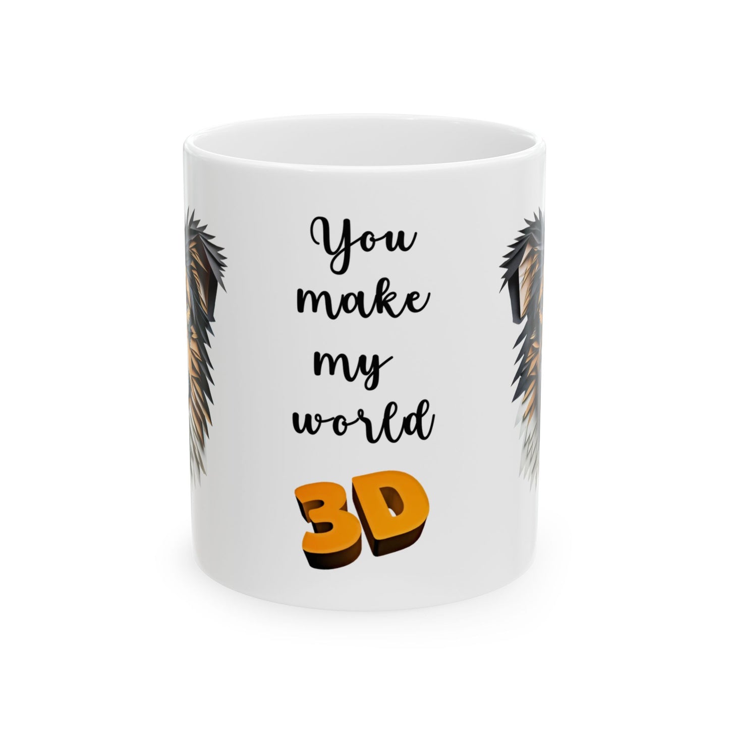 You Make My World 3D - Australian Shepherd Custom Name Ceramic 11oz Mug