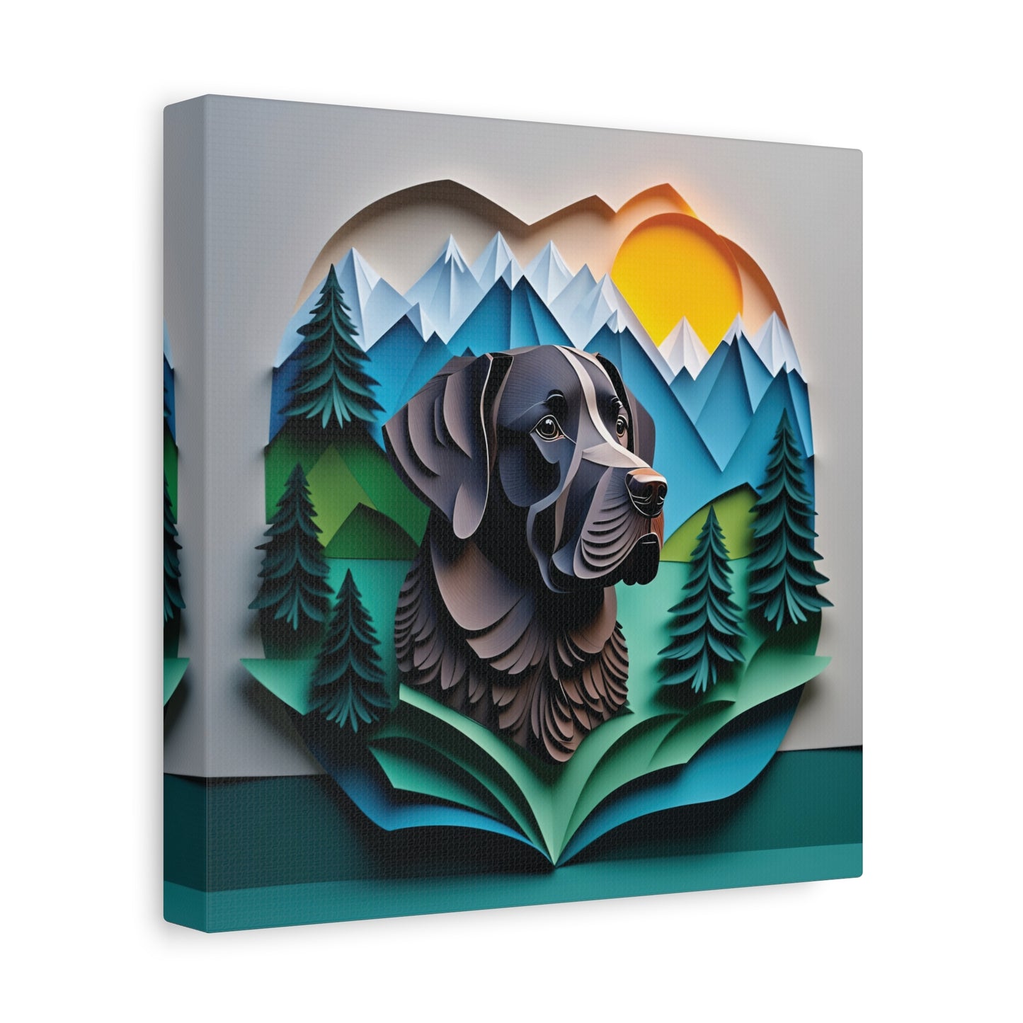 Black Labrador Retriever Mountain Landscape Wall Art - Personalized Labrador Memorial