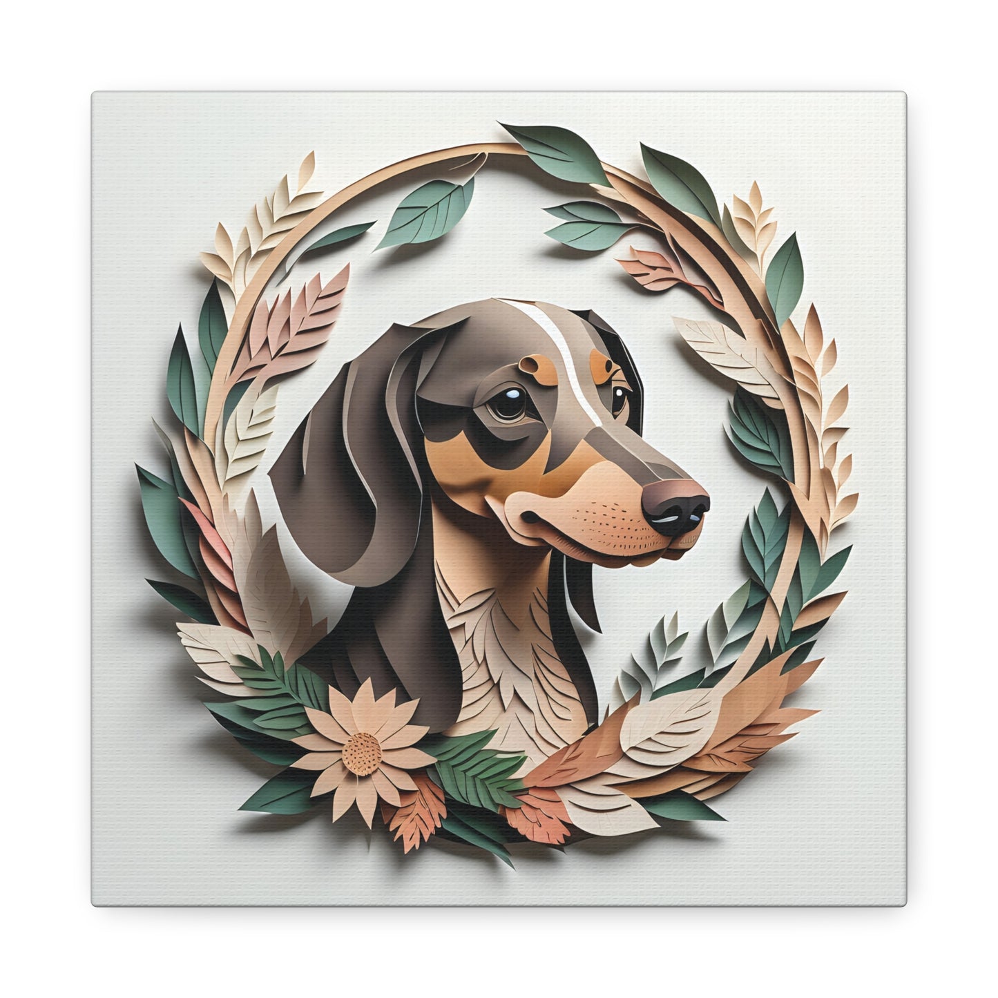 Dachshund Leafy Floral Wall Art - Dachshund Mom Gift or Dog Owner Decor