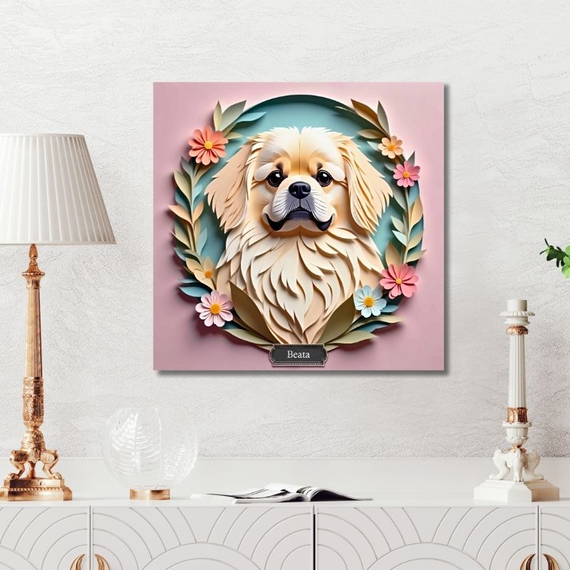 Cream Pekingese Dog Wall Art - Pekingese Dog Memorial Gift or Decor