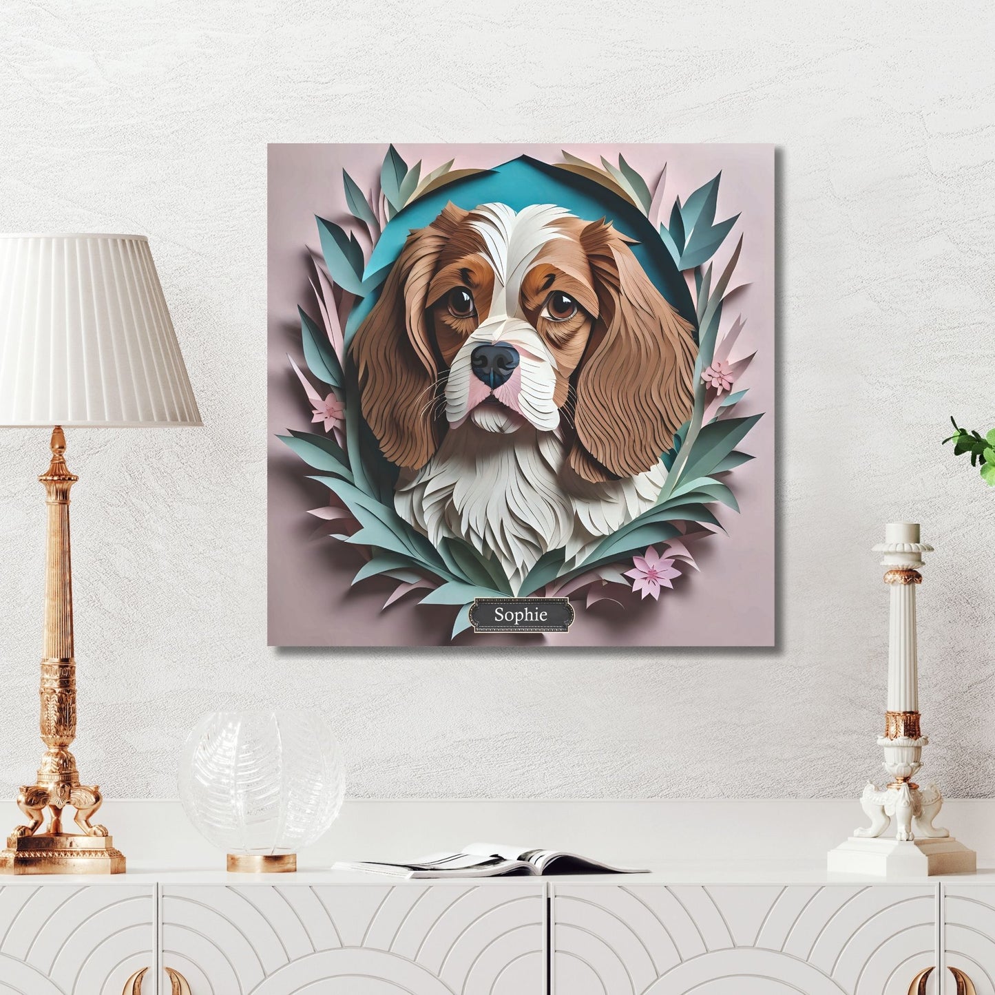 Cavalier King Charles Spaniel Canvas Print - 3D Illusion Cavalier Memorial Art
