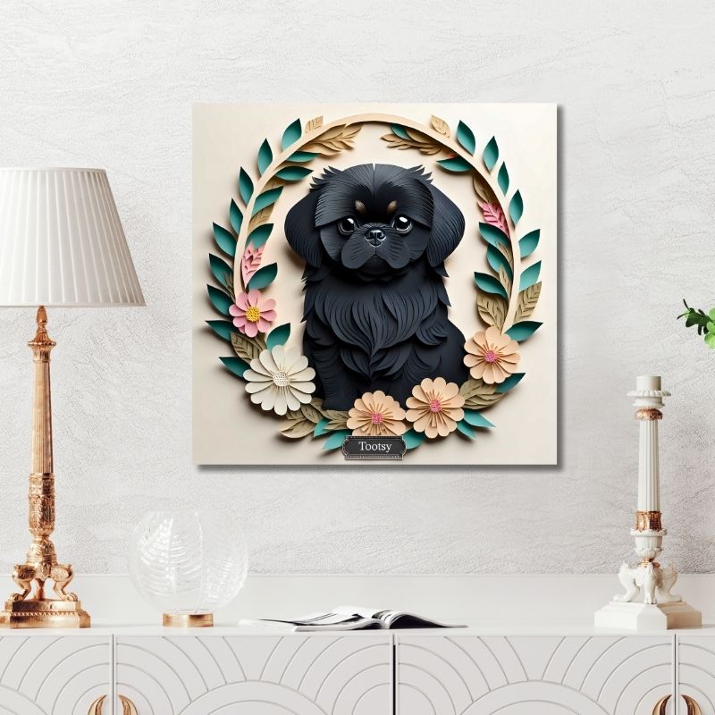 Black Pekingese Dog Wall Art - Pekingese Dog Memorial or Decor