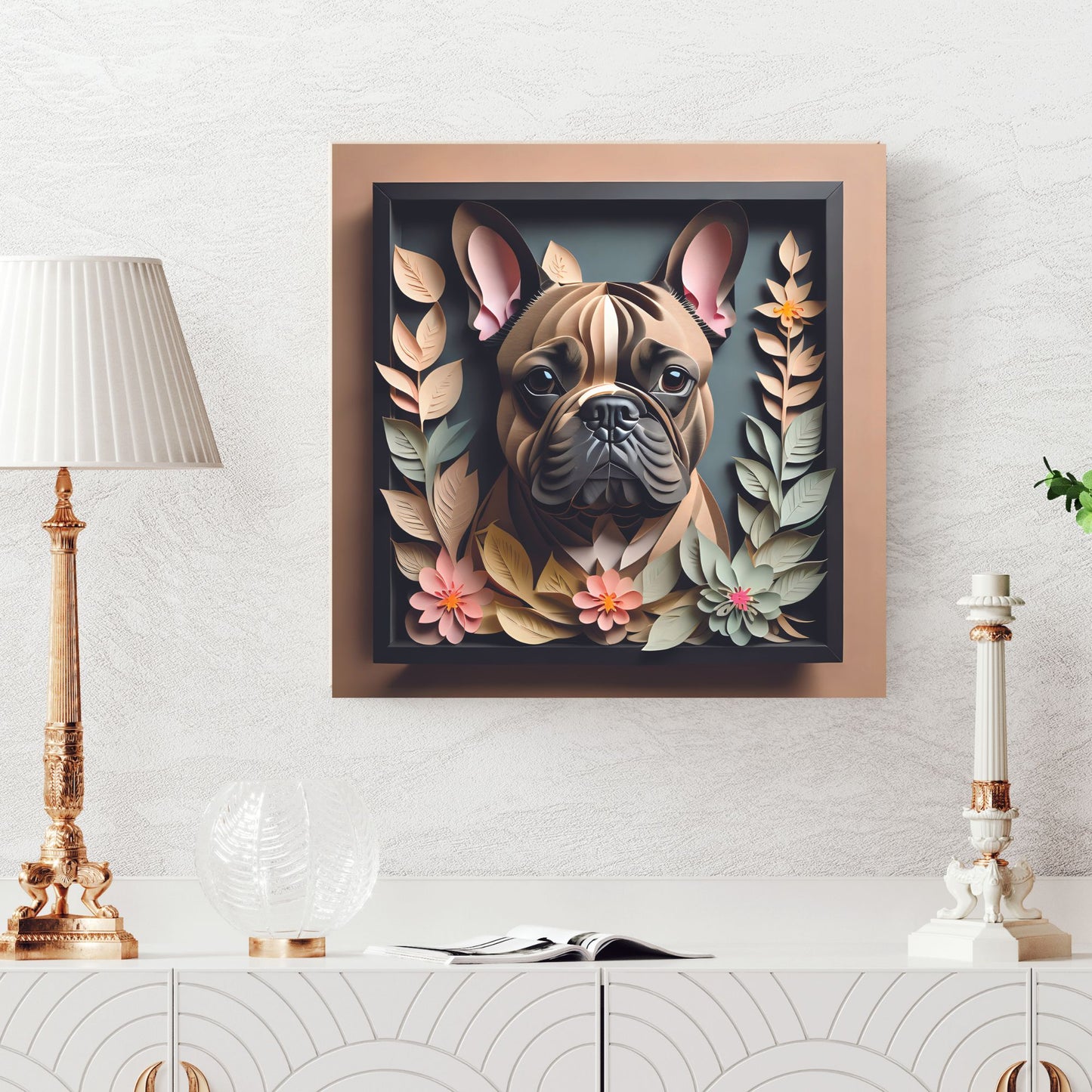 French Bulldog Print - Faux 3D Papercut Illusion Art for Sophisticated Home Decor