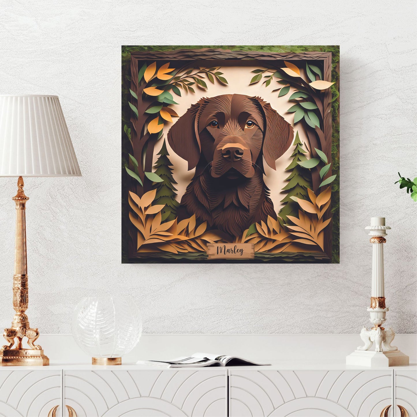 Chocolate Labrador Retriever Canvas with Name Personalization
