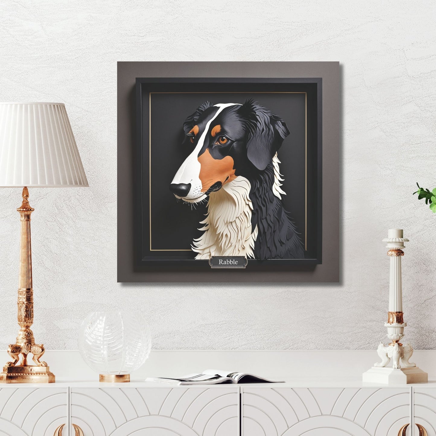 Classic Borzoi Dog Portrait - 3D Illusion Wall Art for Home Decor or Memorial Gift