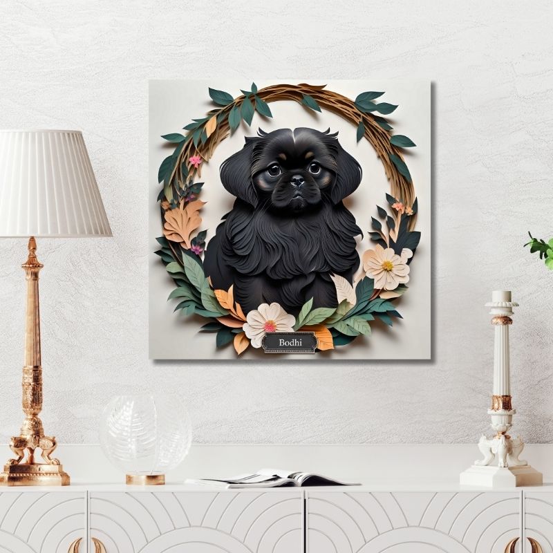 Black Pekingese Dog Wall Art - Pekingese Dog Memorial Gift or Decor