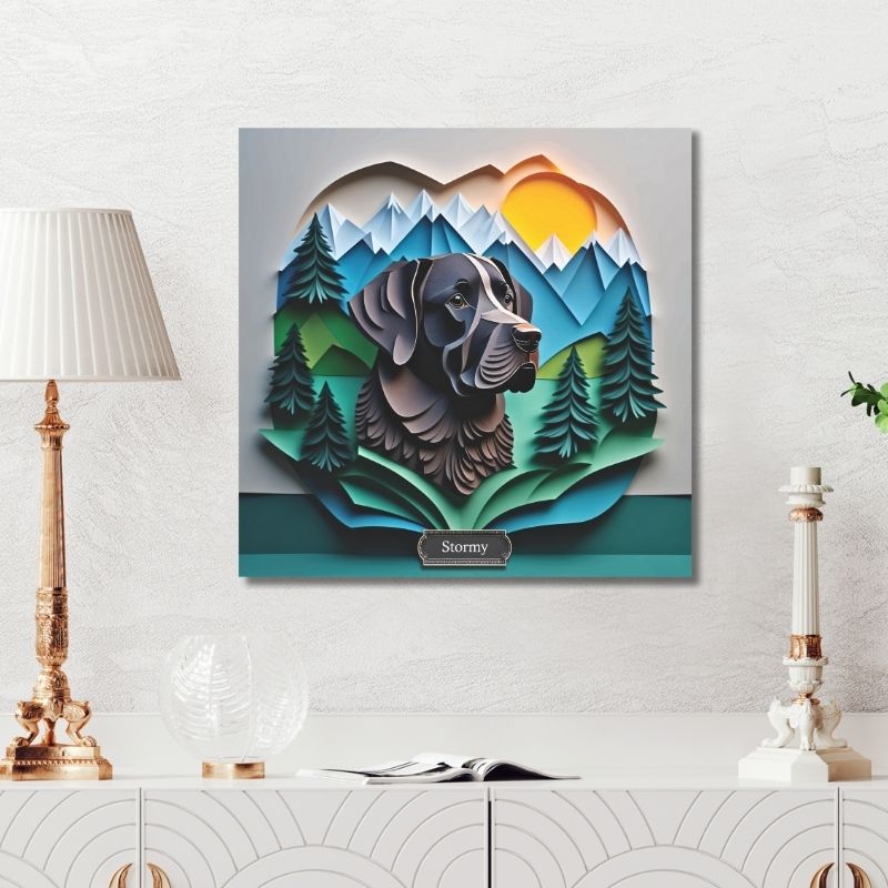 Black Labrador Retriever Mountain Landscape Wall Art - Personalized Labrador Memorial