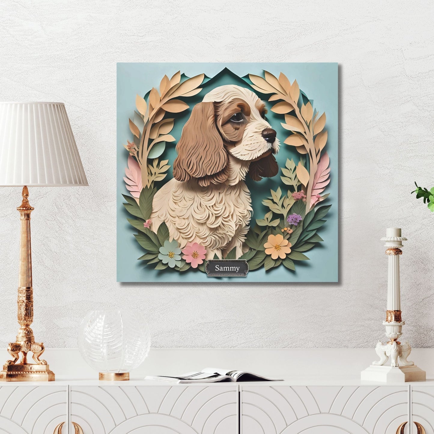 American Cocker Spaniel Portrait on Canvas - 3D Illusion Dog Lover Wall Art