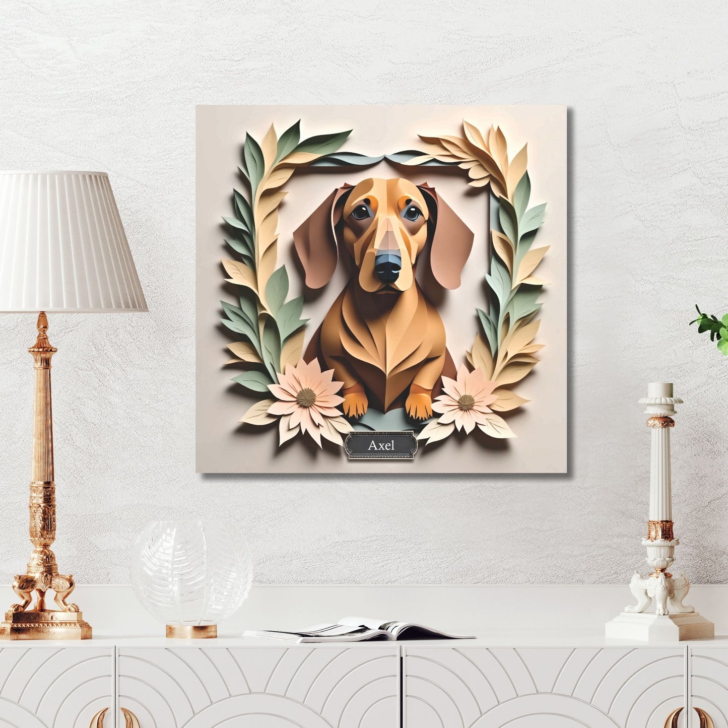 Dachshund Floral Frame Wall Art - Dachshund Mom Gift or Dog Owner Decor