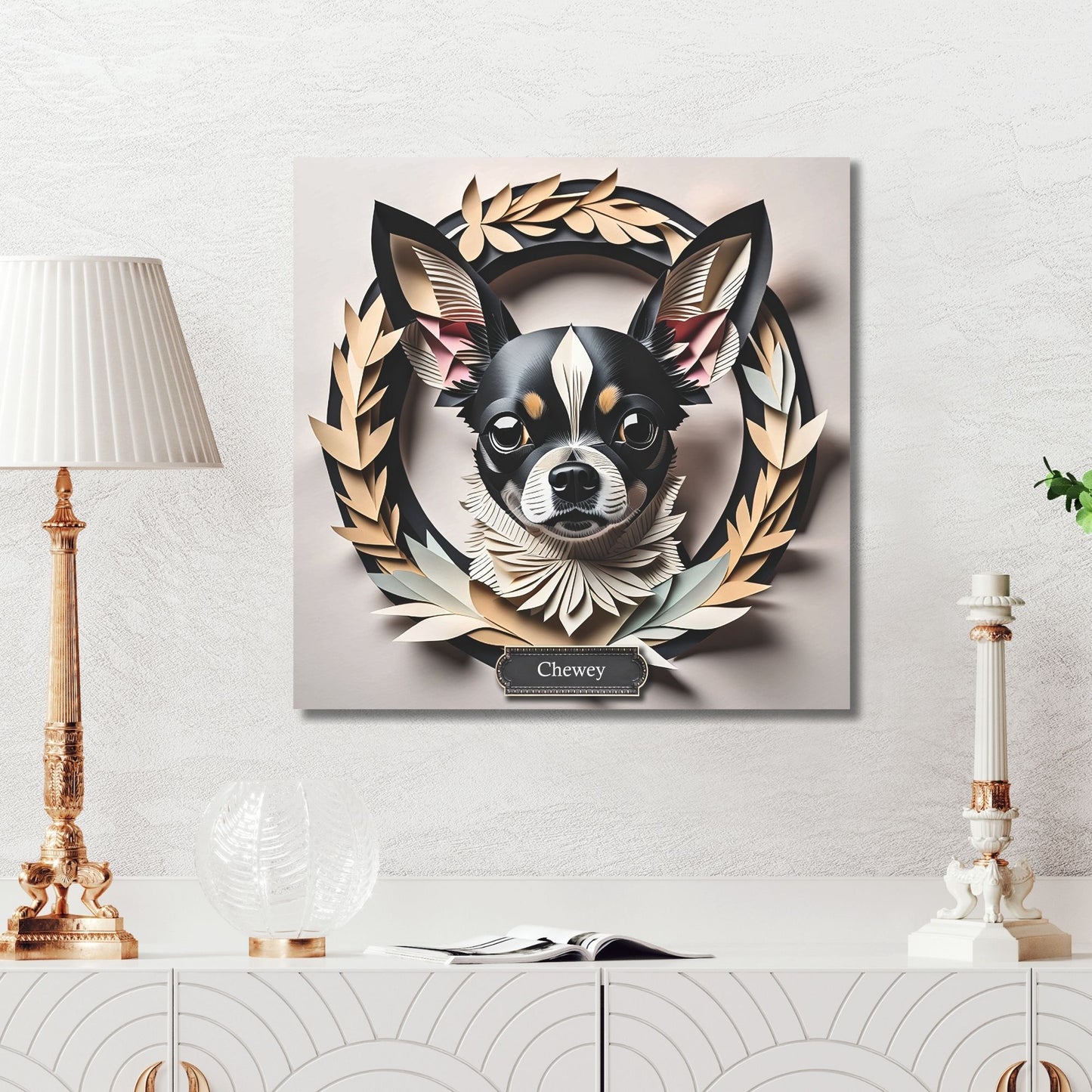 Chihuahua Dog Name Wall Art - 3D Illusion Dog Decor - Personalized Dog Gift for Pet Lovers