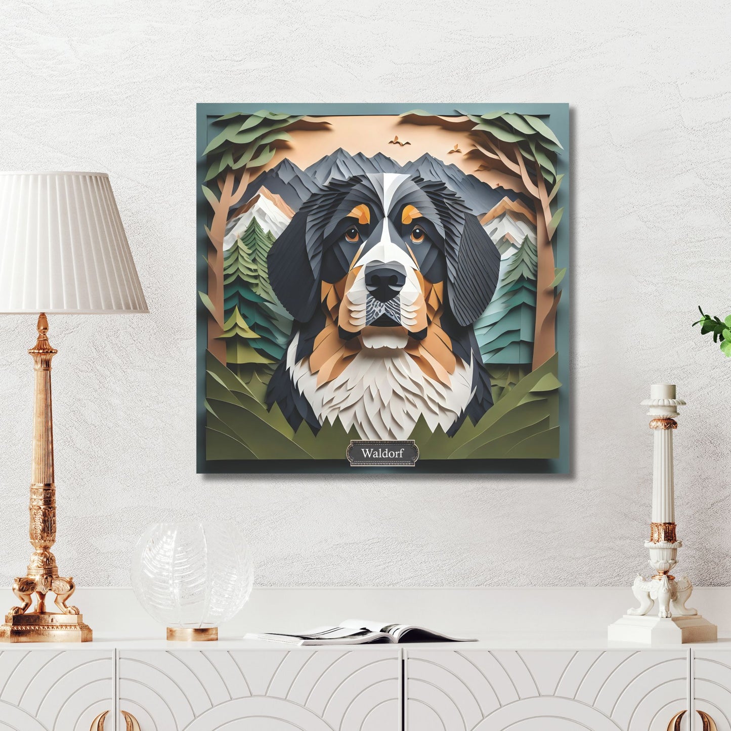 Majestic Bernese Mountain Dog in Alpine Forest