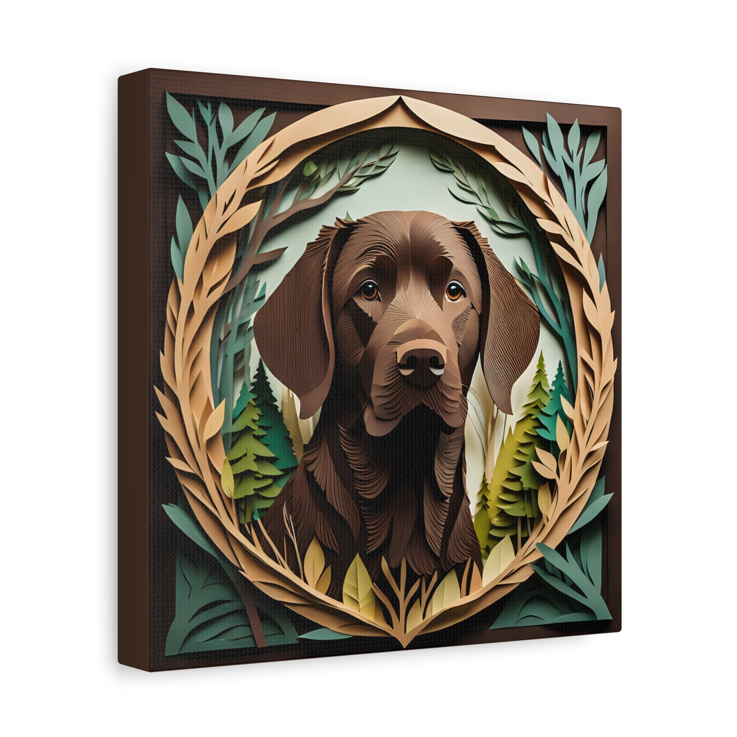 Chocolate Labrador Nature-Framed Canvas with Name Personalization