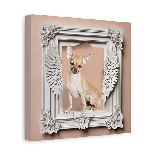 Custom Memorial Pet Portrait - Antique White Wings Frame