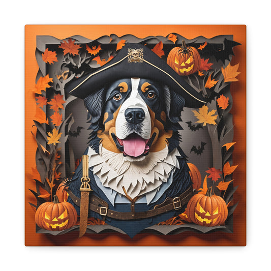 Bernese Mountain Dog Halloween Canvas Print