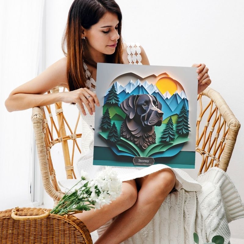 Black Labrador Retriever Mountain Landscape Wall Art - Personalized Labrador Memorial