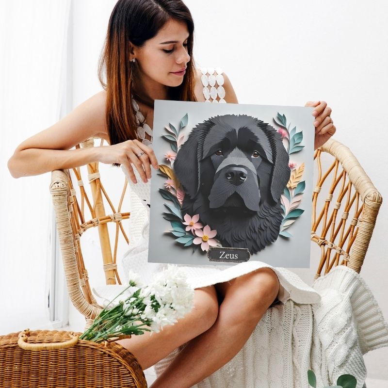 Newfoundland Dog Portrait Canvas Print - Newfie Mom or Dad Gift - Newfoundland Memorial Gift