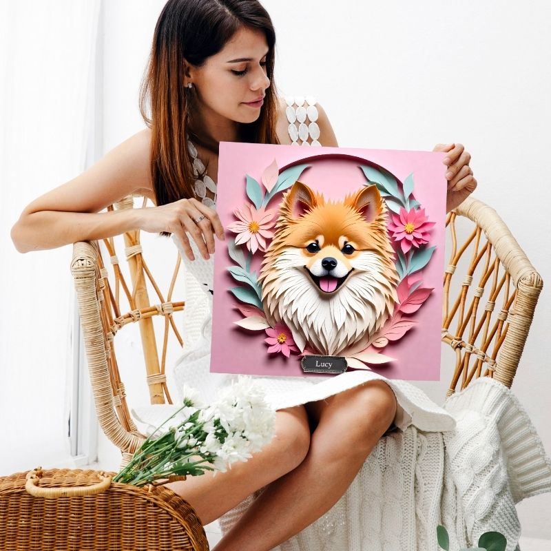 Colorful Pomeranian Wall Art - 3D Illusion Gallery Wrap