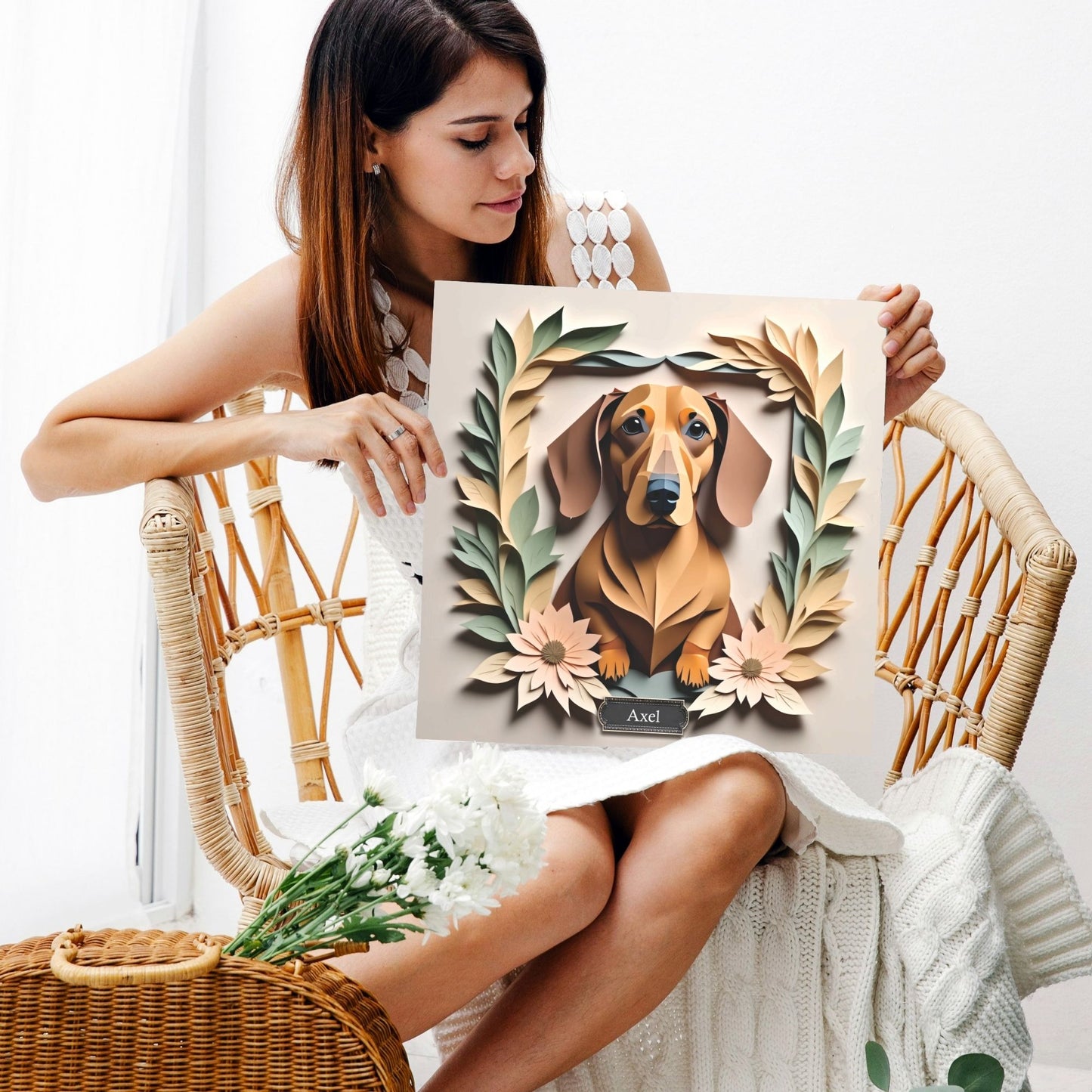 Dachshund Floral Frame Wall Art - Dachshund Mom Gift or Dog Owner Decor