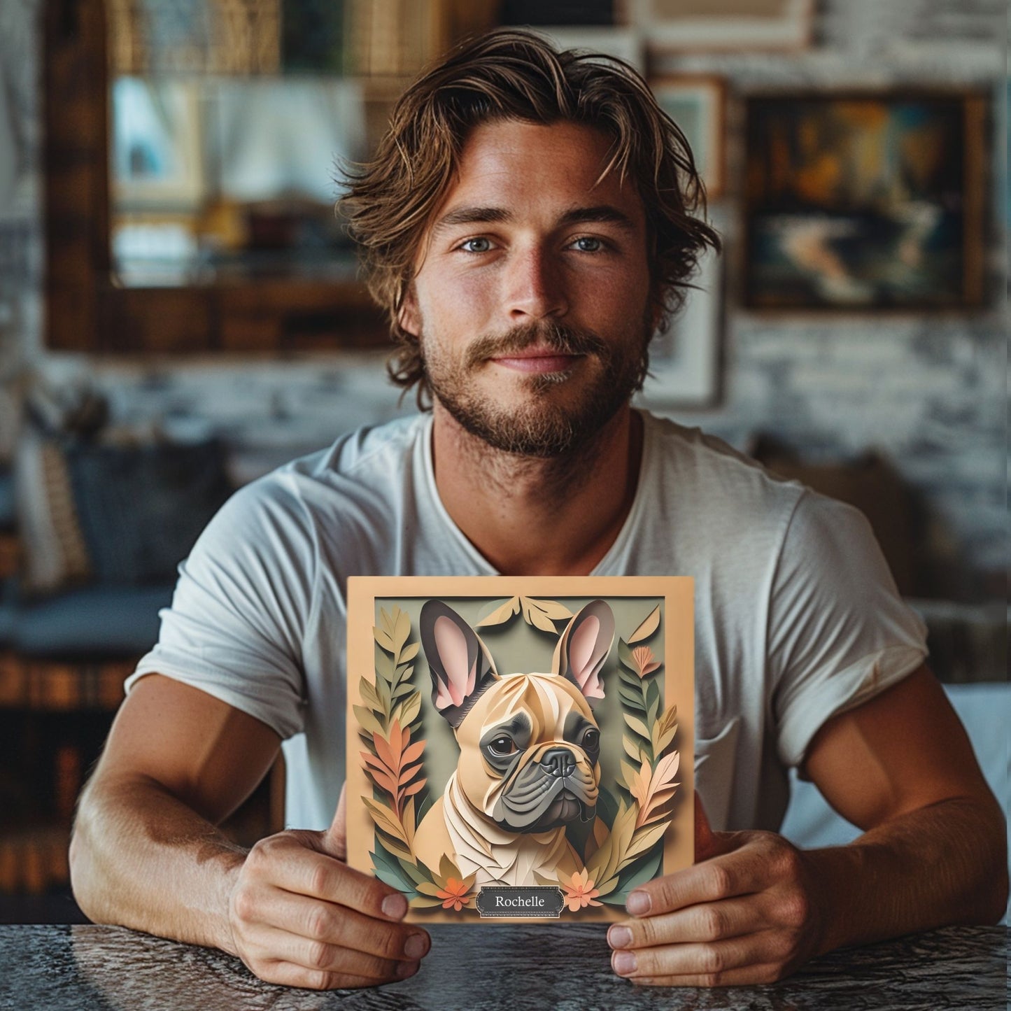 Fawn French Bulldog Canvas Print - Memorial Frenchie Portrait,