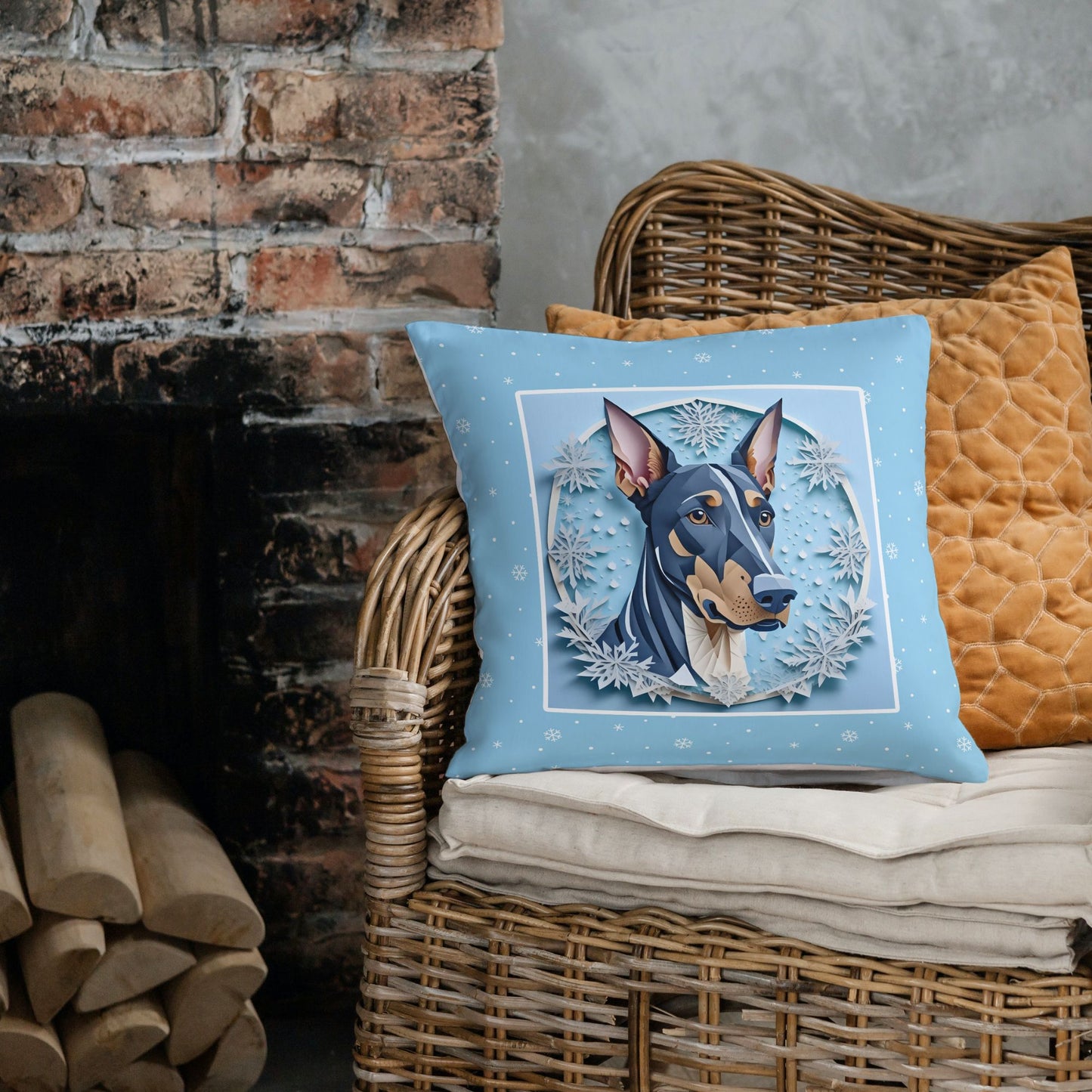 Winter Doberman Pillow - Doberman Lover Comfort Gift