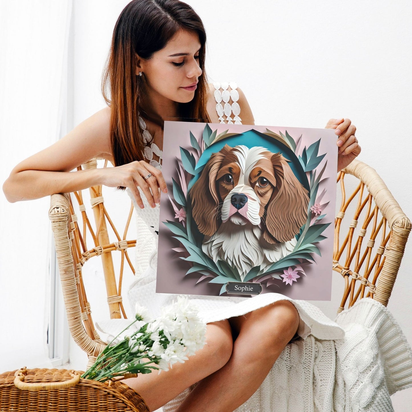 Cavalier King Charles Spaniel Canvas Print - 3D Illusion Cavalier Memorial Art