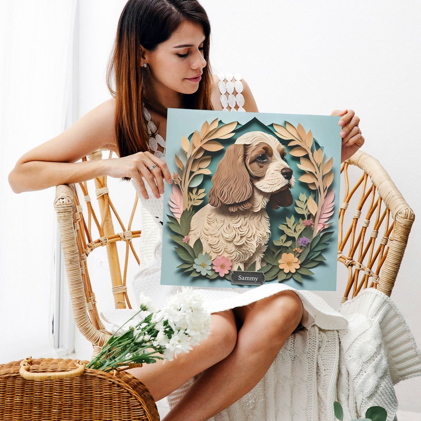 American Cocker Spaniel Portrait on Canvas - 3D Illusion Dog Lover Wall Art
