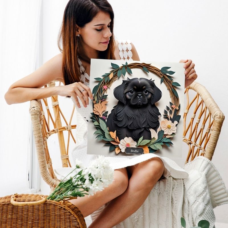Black Pekingese Dog Wall Art - Pekingese Dog Memorial Gift or Decor