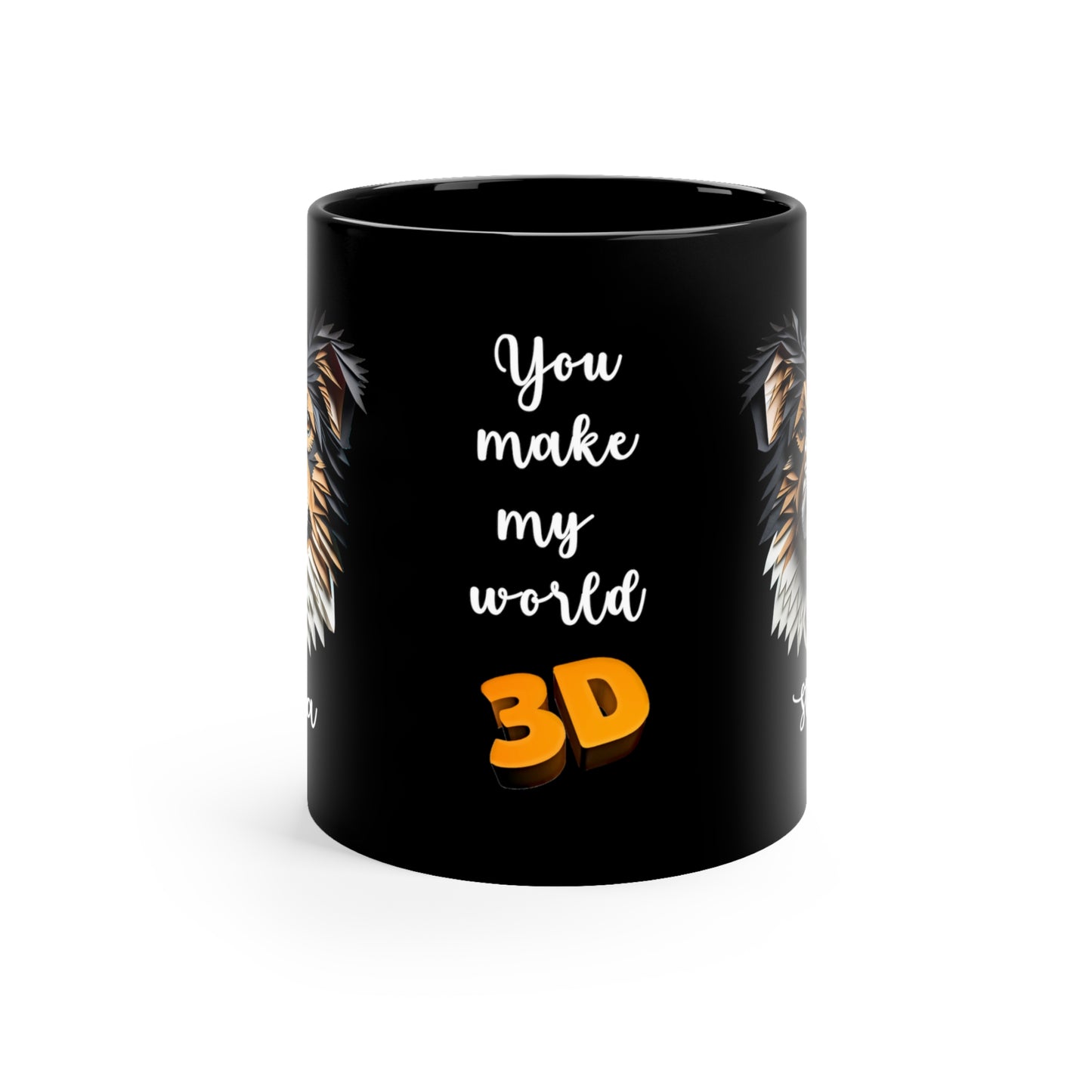 You Make My World 3D - Australian Shepherd Custom Name Ceramic 11oz Mug