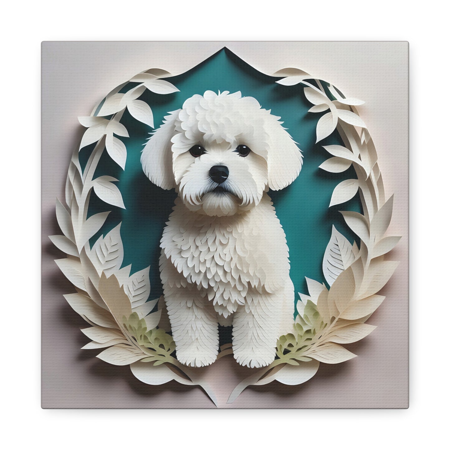 Bichon Frise Portrait in White Leaves - Bichon Mom or Dad Gift