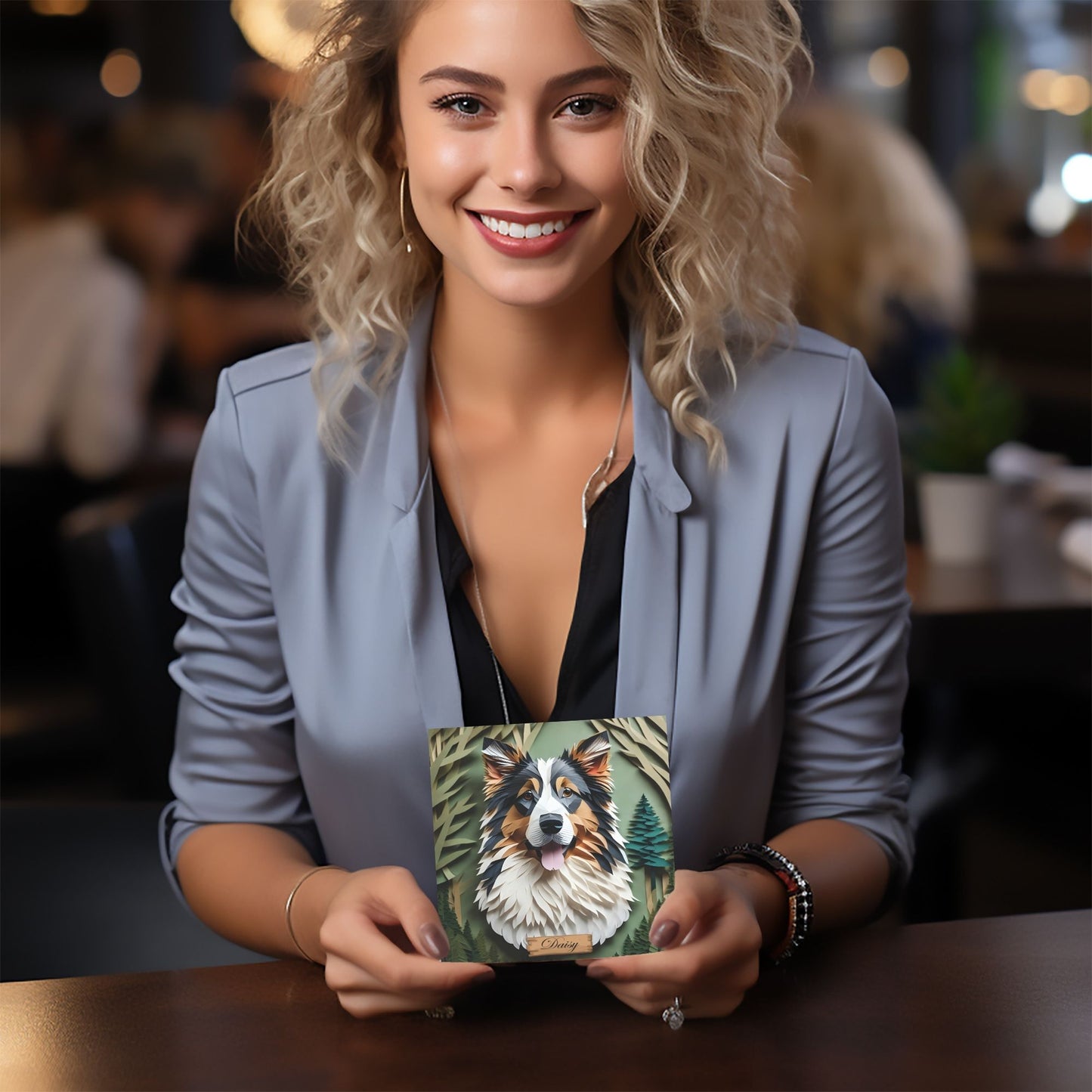 Australian Shepherd Forest-Themed Portrait, 3D Illusion Style, Aussie Owner Gift, Australian Shepherd Memorial, Aussie Lover Decor