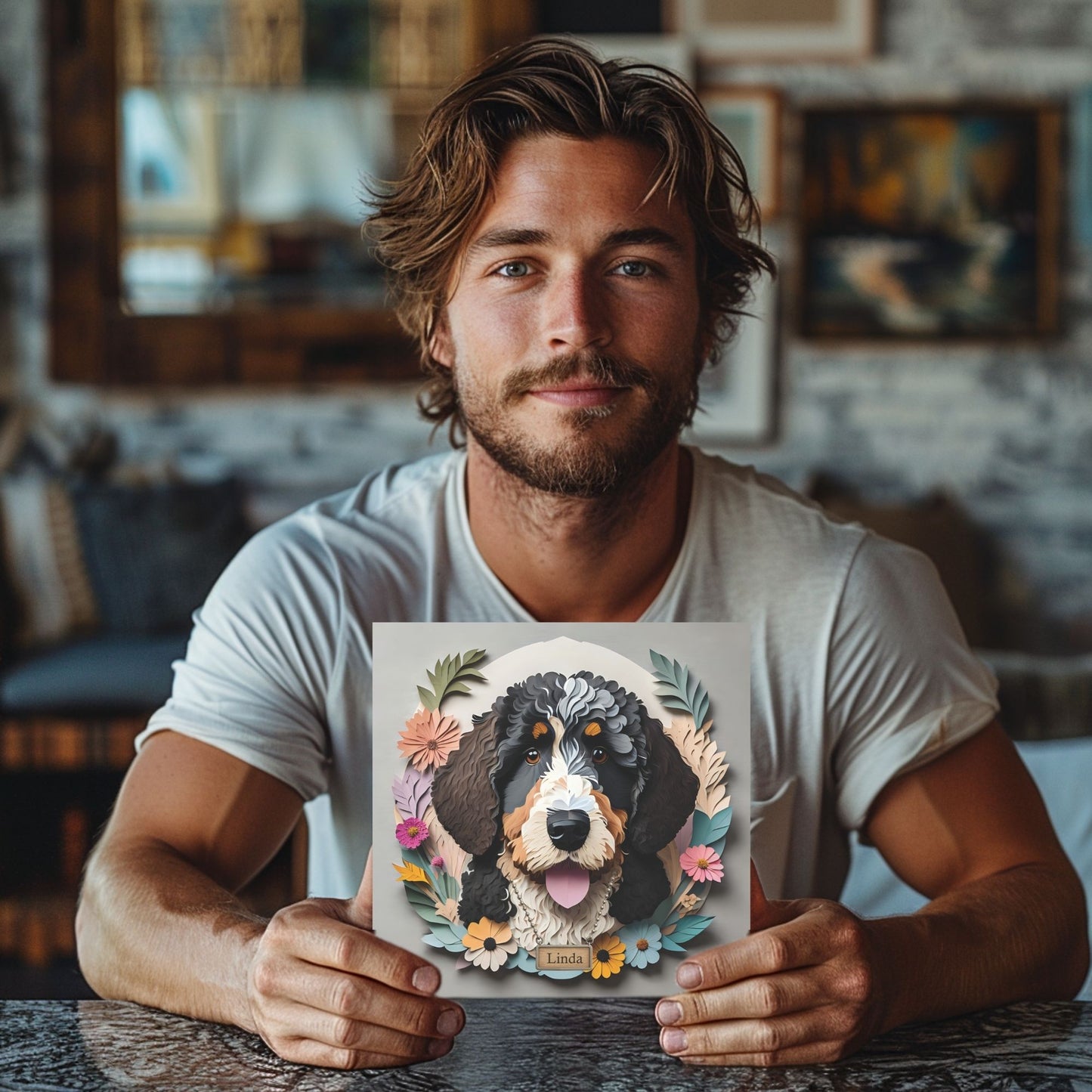 3D Illusion Bernedoodle Wall Art