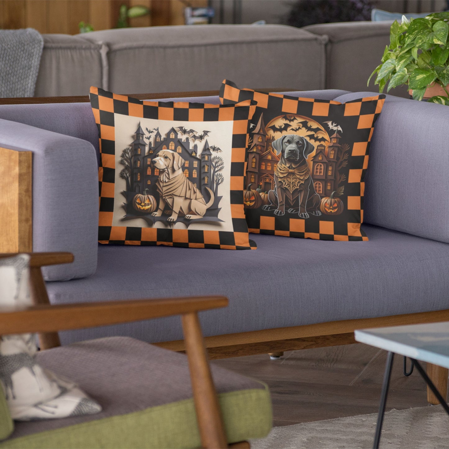 Labrador Halloween Pillow - Haunted Mansion Holiday Dog Decor