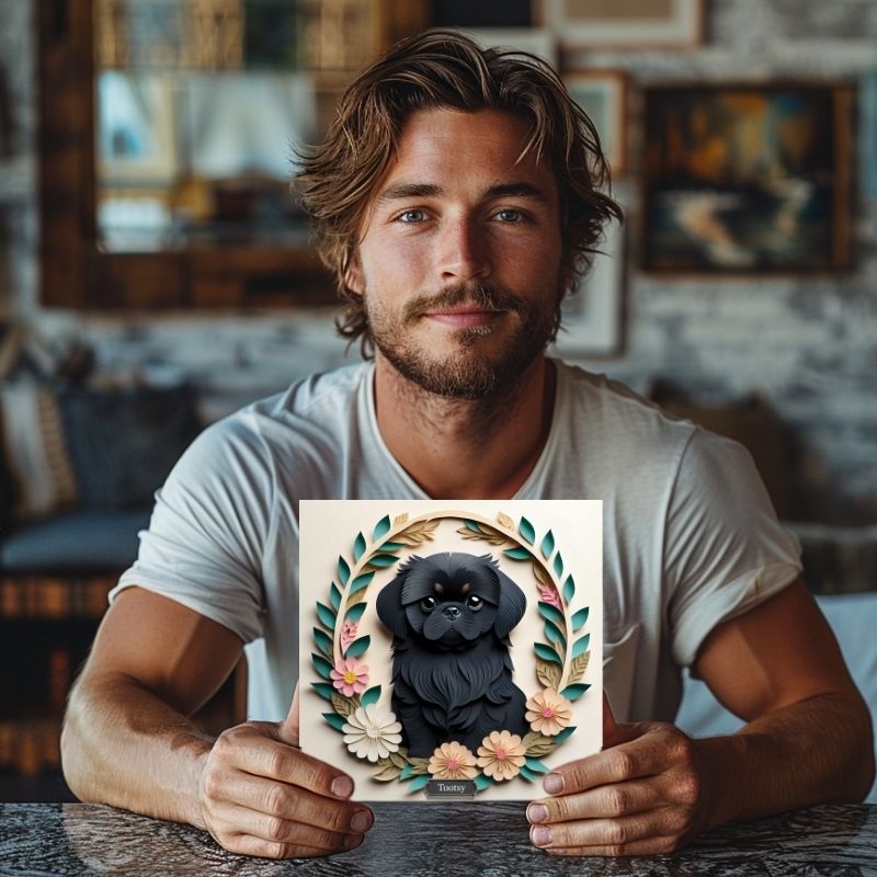 Black Pekingese Dog Wall Art - Pekingese Dog Memorial or Decor