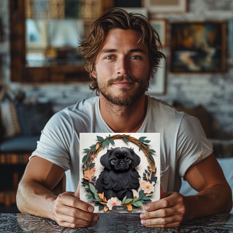 Black Pekingese Dog Wall Art - Pekingese Dog Memorial Gift or Decor