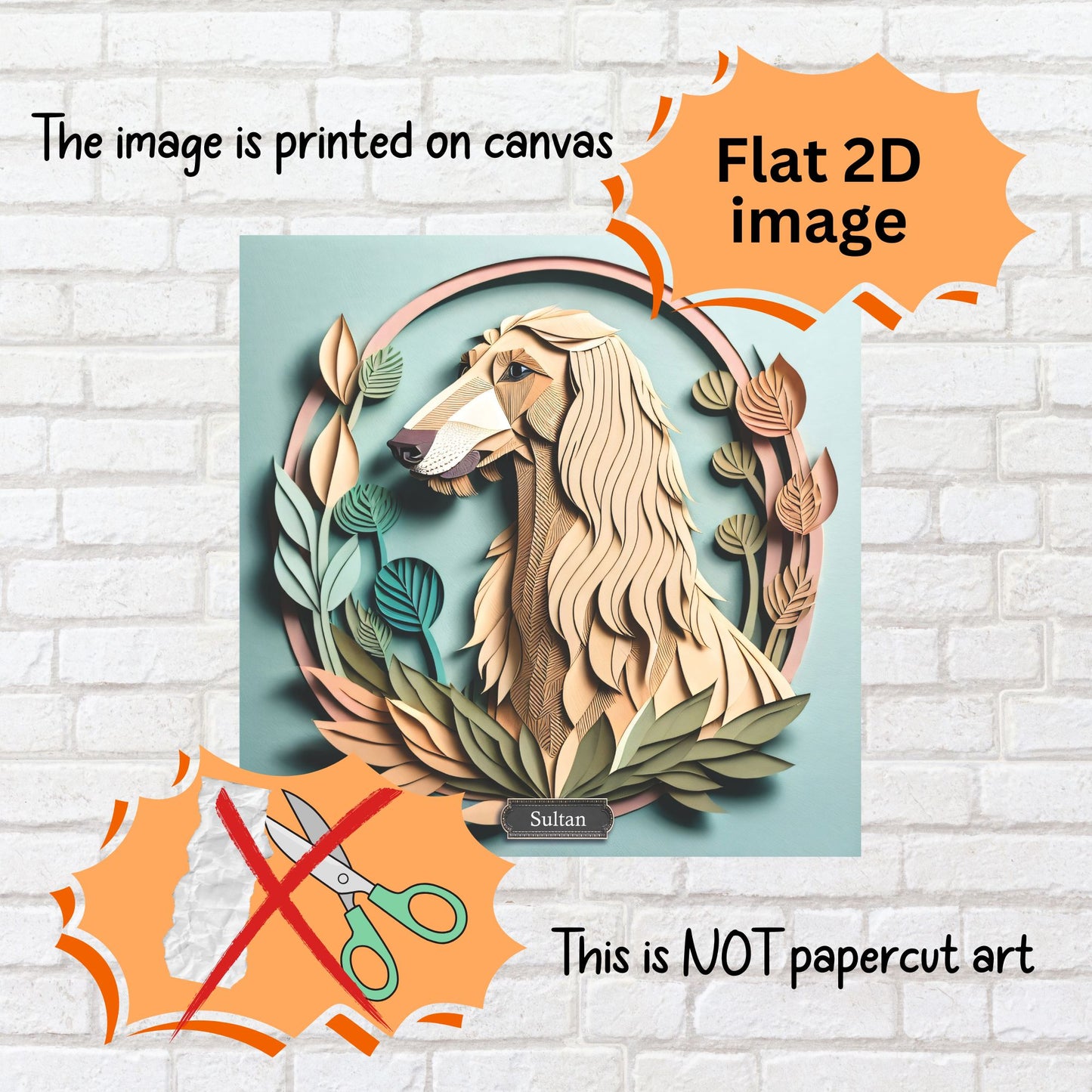 Afghan Hound Portrait in Pastels - 3D Illusion Dog Lover Wall Art