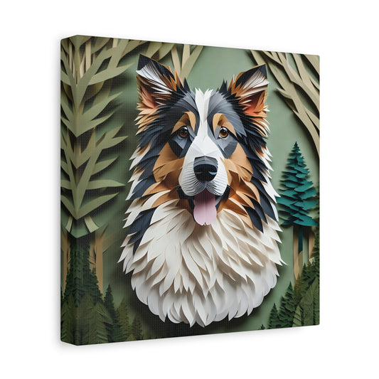 Australian Shepherd Forest-Themed Portrait, 3D Illusion Style, Aussie Owner Gift, Australian Shepherd Memorial, Aussie Lover Decor